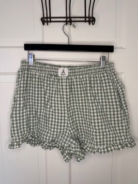 Green Gingham Ruffle Shorts | Cottagecore Boxer Style